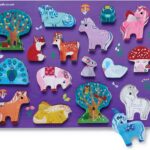 Crocodile Creek 28730 Pack of 16 Wooden Puzzles/Unicorn Garden Puzzles, Colourful, Unico