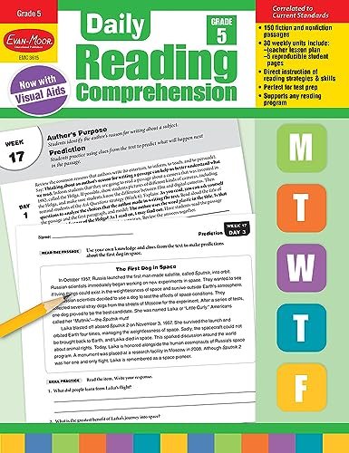 Evan-Moor Daily Reading Comprehension, Grade 5 Teaching Supplement – Homeschooling & Classroom Resource Workbook