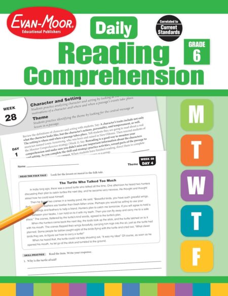 Evan-Moor Daily Reading Comprehension, Grade 6 Teaching Supplement – Homeschooling & Classroom Resource Workbook